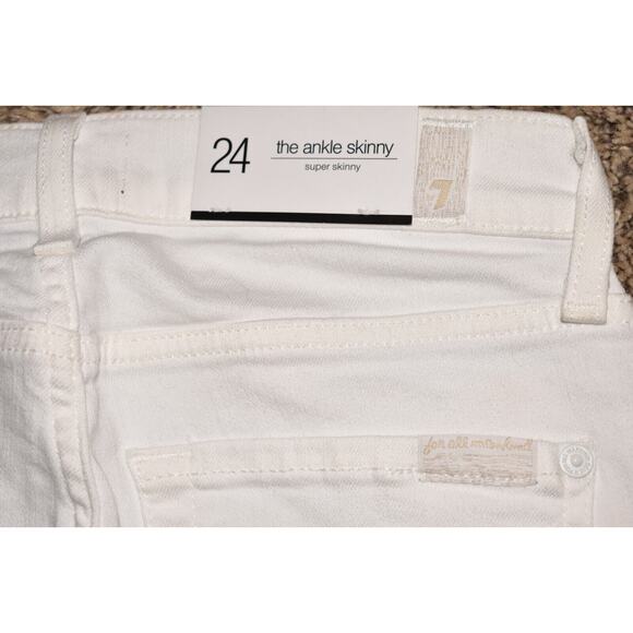 7 FOR ALL MANKIND NEW $185 Ankle Skinny Jean w/ Wave Hem Clean White Size 24 - Picture 4 of 5